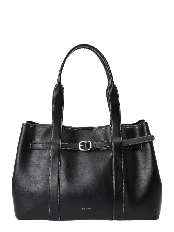 Calvin Klein Calvin Klein Vrečasta torba 'Buckle Metallic Logo Tote'  črna