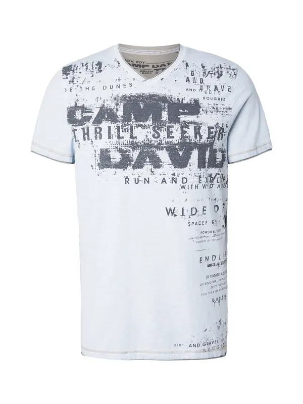 CAMP DAVID CAMP DAVID Majica 'Dune Crusher'  pastelno modra / temno siva