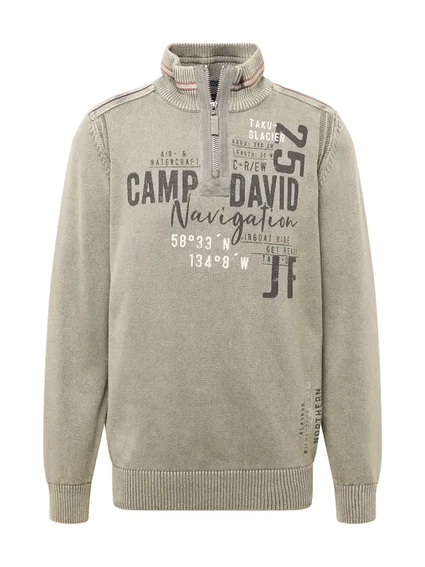 CAMP DAVID CAMP DAVID Pulover  siva / kaki / črna