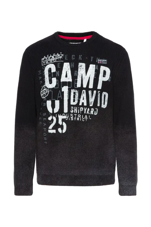 CAMP DAVID CAMP DAVID Pulover  srebrno-siva / črna / off-bela