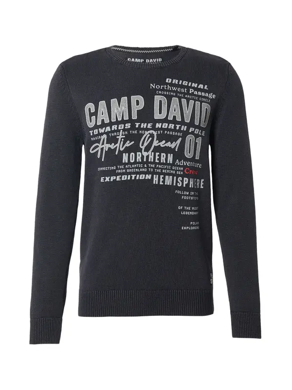 CAMP DAVID CAMP DAVID Pulover  svetlo siva / črna