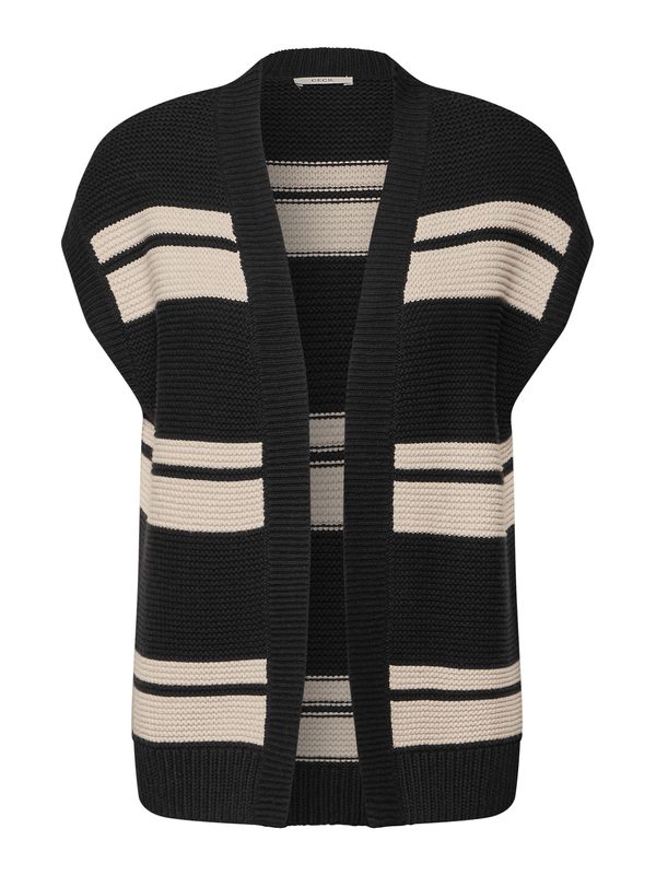 CECIL CECIL Pleten brezrokavnik  svetlo bež / črna