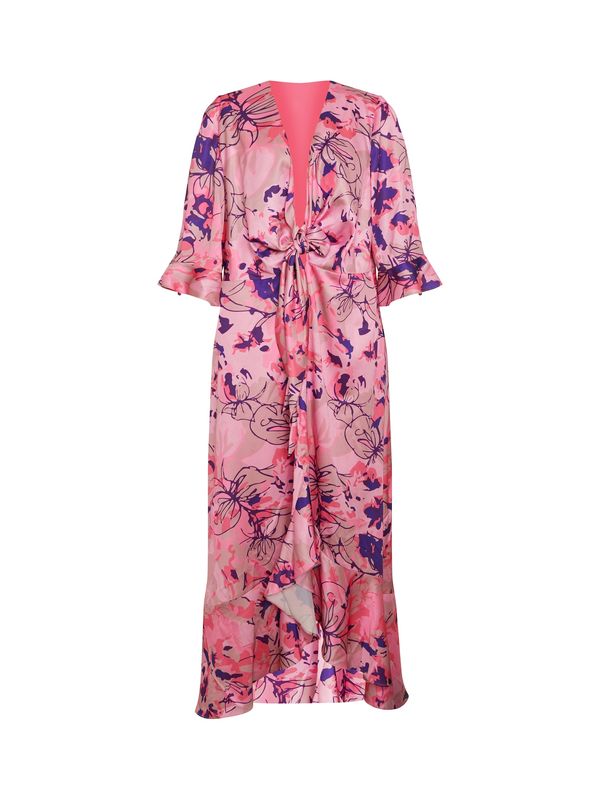 Chi Chi Curve Chi Chi Curve Obleka  temno bež / indigo / roza / svetlo roza