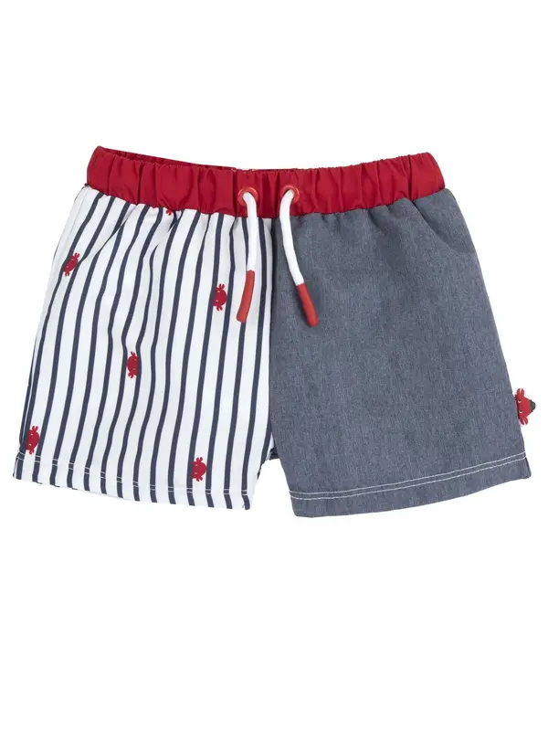 Chicco Chicco Kratke kopalne hlače  siva / rdeča / bela
