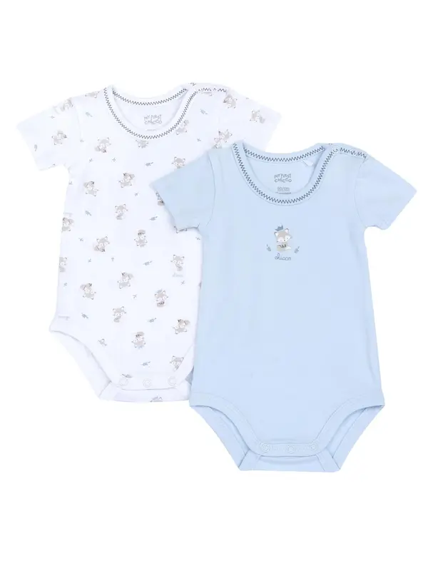 Chicco Chicco Pajac/bodi  svetlo modra / bela