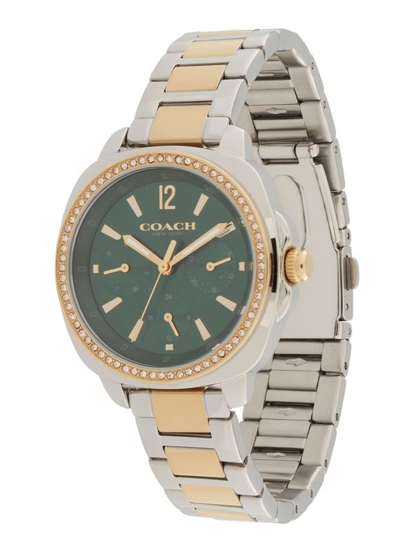 COACH COACH Analogna ura 'Kitt'  zlata / temno zelena / srebrna