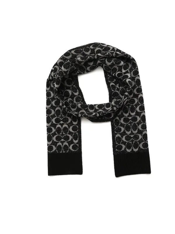 COACH COACH Šal 'METALLIC SIGNATURE C SCARF'  bež / črna