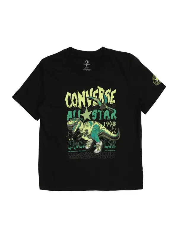 CONVERSE CONVERSE Majica 'DINOS'  zelena / svetlo zelena / črna / bela
