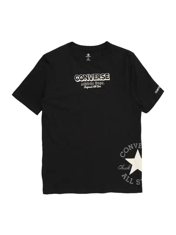 CONVERSE CONVERSE Majica  ecru / siva / črna