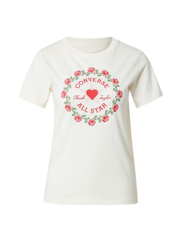 CONVERSE CONVERSE Majica  slonovina / pesek / zelena / rdeča