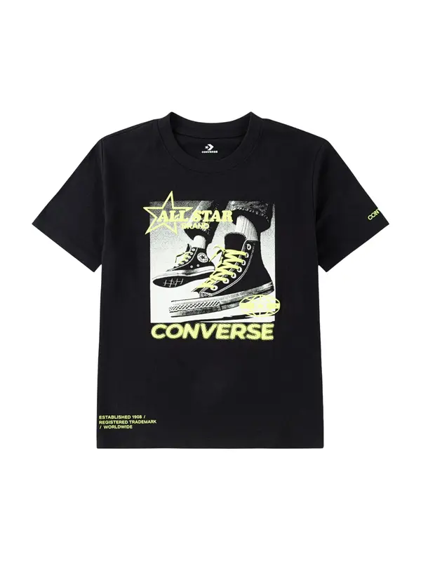 CONVERSE CONVERSE Majica  svetlo rumena / črna / bela