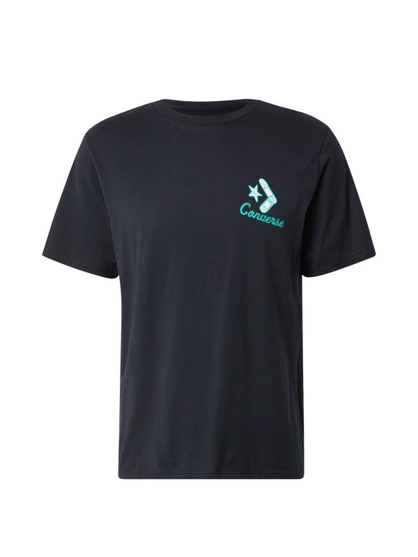 CONVERSE CONVERSE Majica 'SWINGING SKELETON'  smaragd / črna / bela