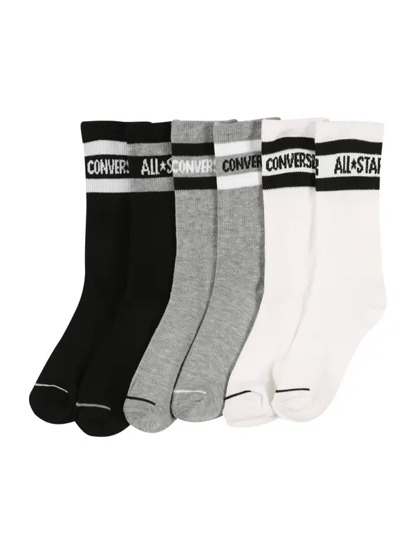 CONVERSE CONVERSE Nogavice 'Wordmark Crew'  pegasto siva / črna / bela