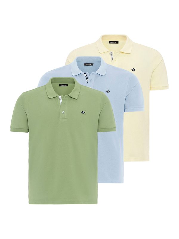 Cool Hill Cool Hill Majica 'Cristian'  svetlo modra / svetlo rumena / jabolko