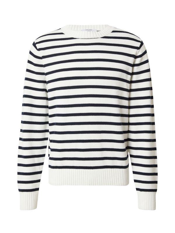 DAN FOX APPAREL DAN FOX APPAREL Pulover 'Jonathan'  nočno modra / bela