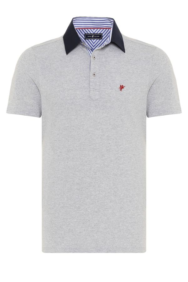 DENIM CULTURE DENIM CULTURE Majica 'Arben'  mornarska / pegasto siva / črna