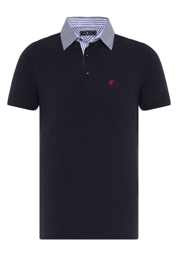 DENIM CULTURE DENIM CULTURE Majica 'Arben'  mornarska / svetlo modra / češnjevo rdeča