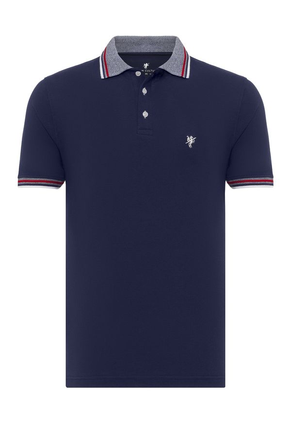 DENIM CULTURE DENIM CULTURE Majica 'LIONEL'  marine / temno rdeča / bela