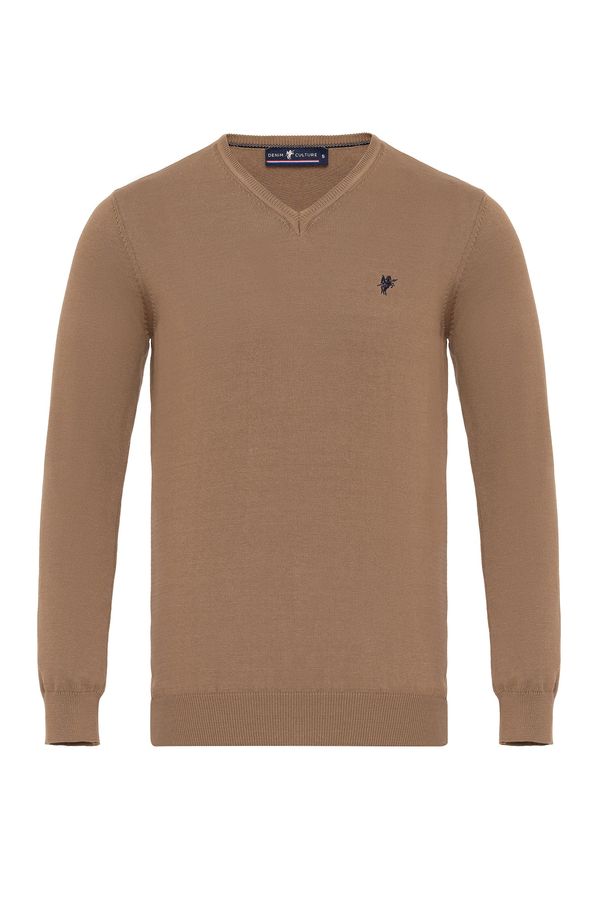 DENIM CULTURE DENIM CULTURE Pulover 'DOMINIK'  sepija / črna