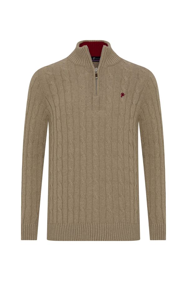 DENIM CULTURE DENIM CULTURE Pulover 'Orion'  svetlo bež / rdeča