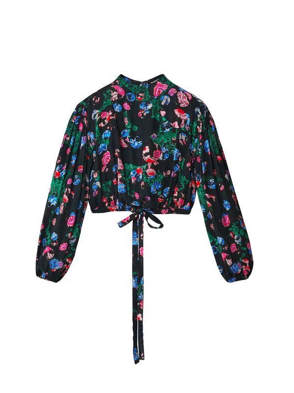 Desigual Desigual Bluza 'Garden'  nebeško modra / travnato zelena / svetlo roza / črna