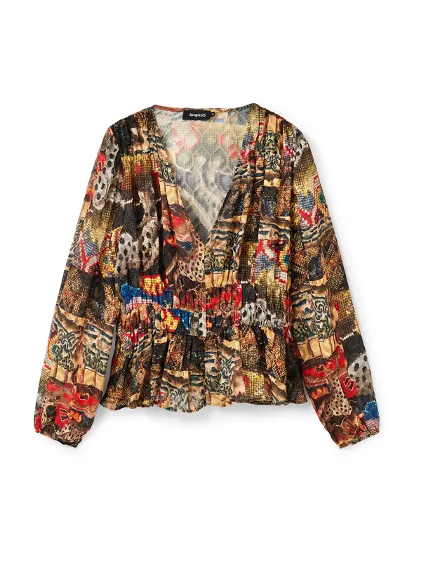 Desigual Desigual Bluza 'TAPESTRY-A'  temno modra / rjava / temno rjava / rjasto rdeča