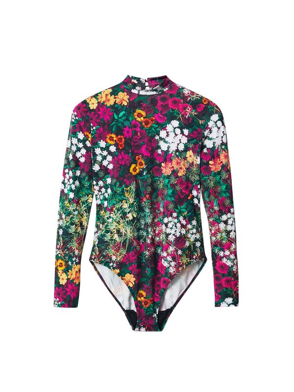 Desigual Desigual Bodi majica 'Garden'  svetlo zelena / fuksija / črna / bela