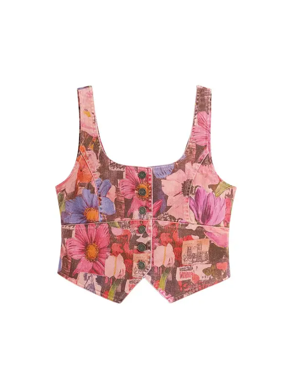 Desigual Desigual Brezrokavnik  modra / svetlo roza / rdeča