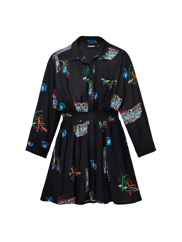 Desigual Desigual Dolga srajca 'DRESDE'  nebeško modra / zelena / oranžna / črna