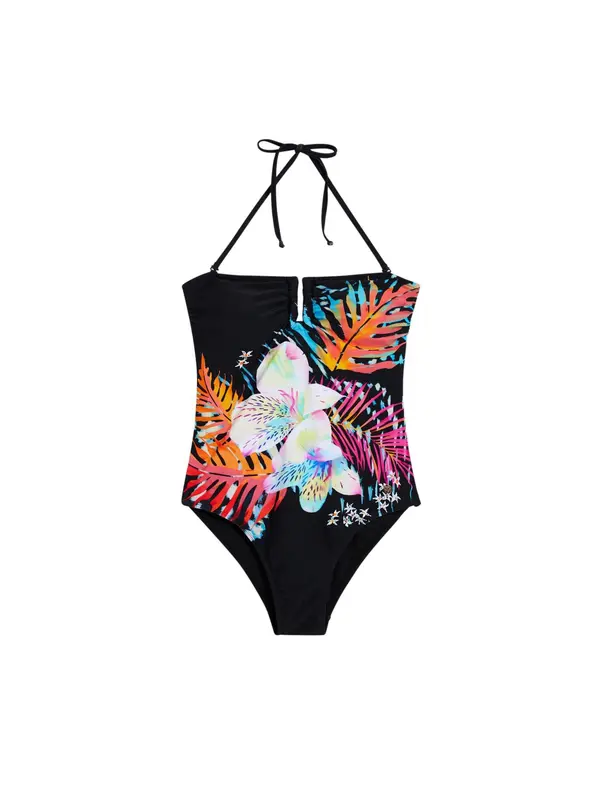 Desigual Desigual Enodelne kopalke 'Tropical'  kraljevo modra / oranžna / roza / črna