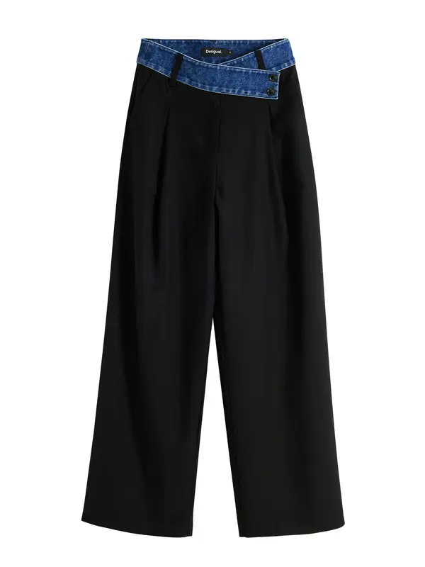 Desigual Desigual Hlače  modra / črna