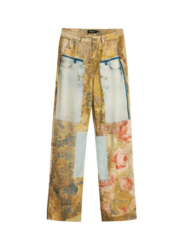 Desigual Desigual Hlače  nebeško modra / rumena / roza