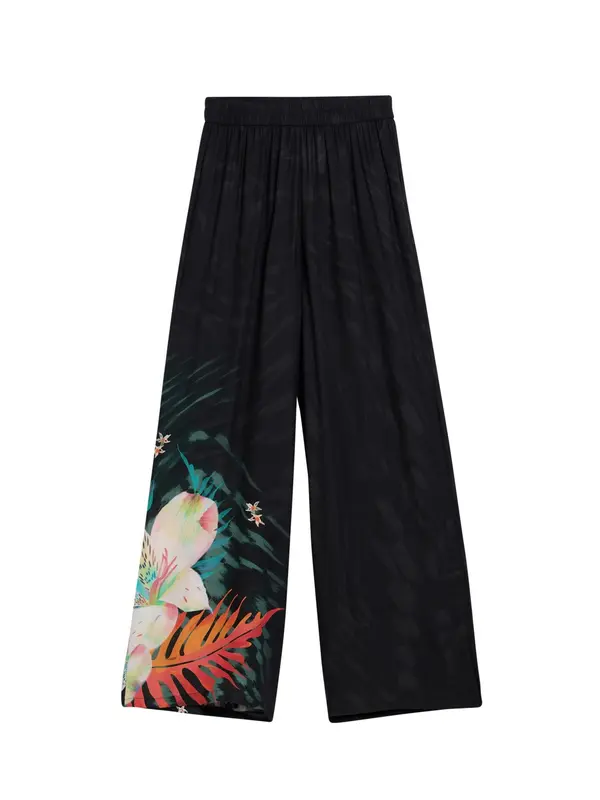 Desigual Desigual Hlače 'Tropical Fluid'  črna