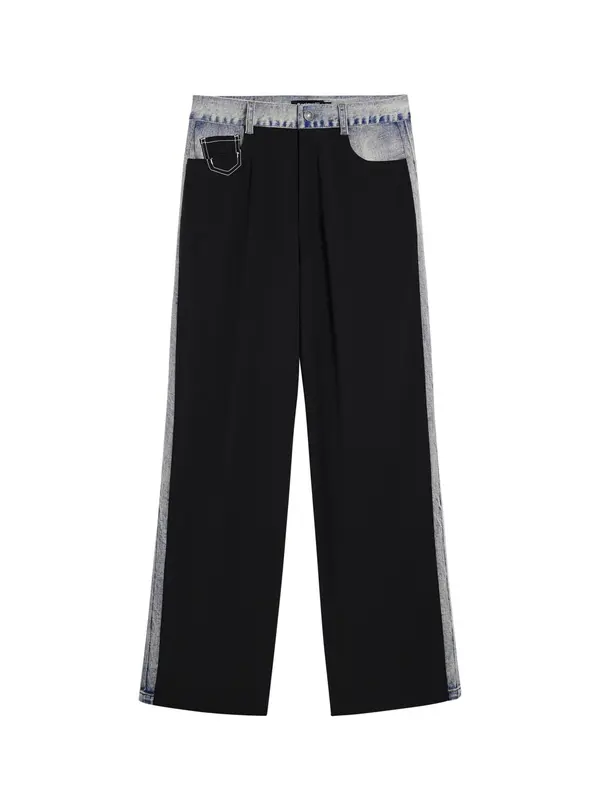 Desigual Desigual Hlače z naborki  moder denim / črna
