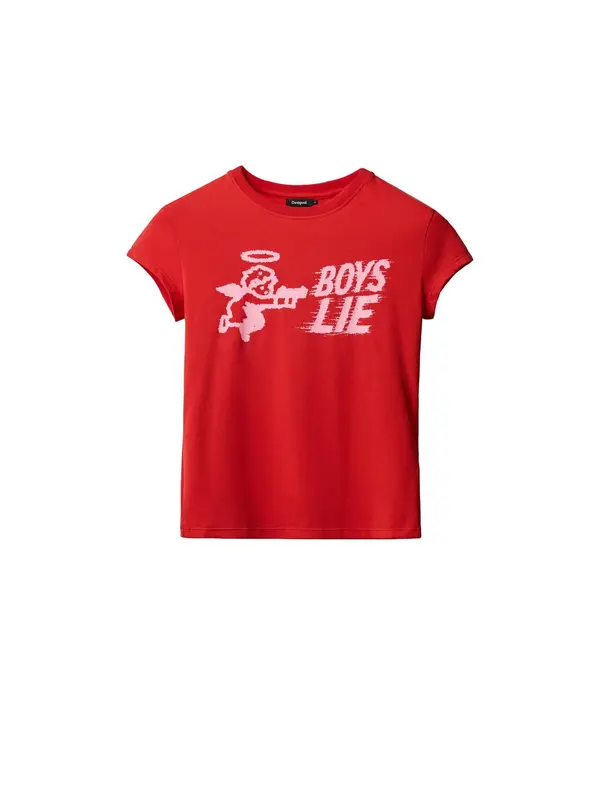 Desigual Desigual Majica 'Boys Lie'  roza / rdeča