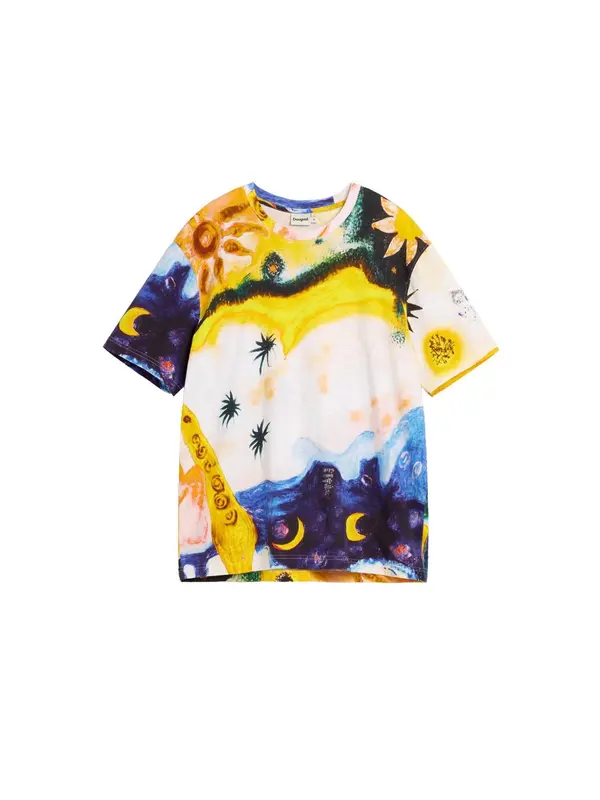 Desigual Desigual Majica 'Cosmos'  nočno modra / rumena / oranžna / bela