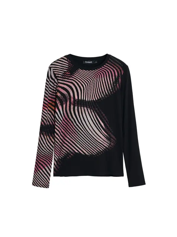 Desigual Desigual Majica  eozin / črna / bela