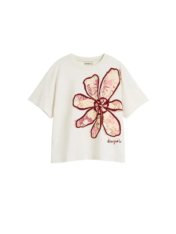 Desigual Desigual Majica 'Floral'  rdeča / bela
