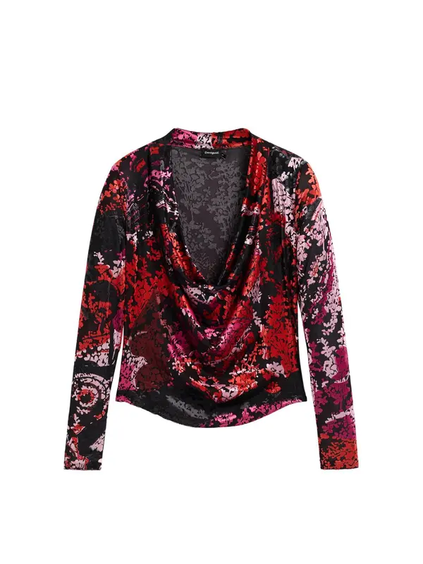 Desigual Desigual Majica  jagoda / roza / rdeča / črna