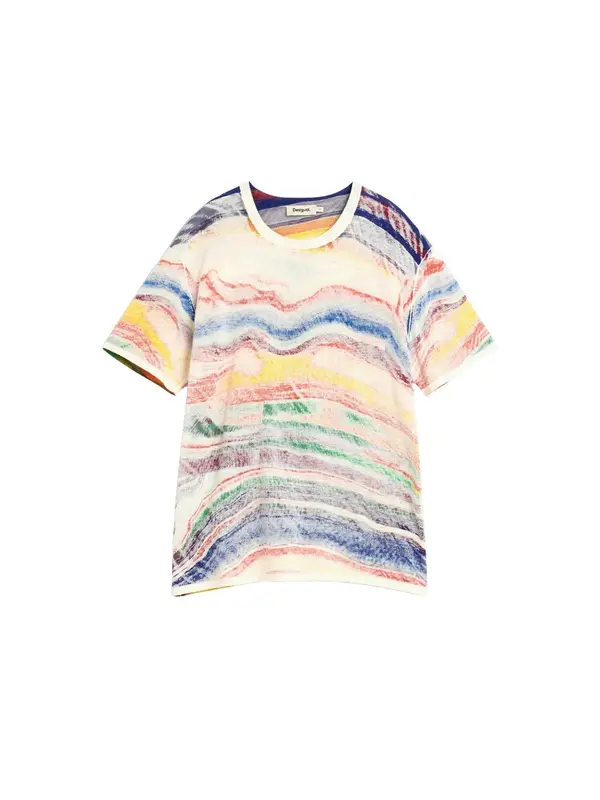 Desigual Desigual Majica  kremna / svetlo modra / rumena