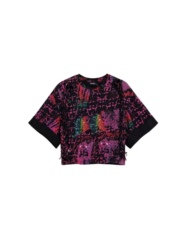 Desigual Desigual Majica  lila / temno roza / črna