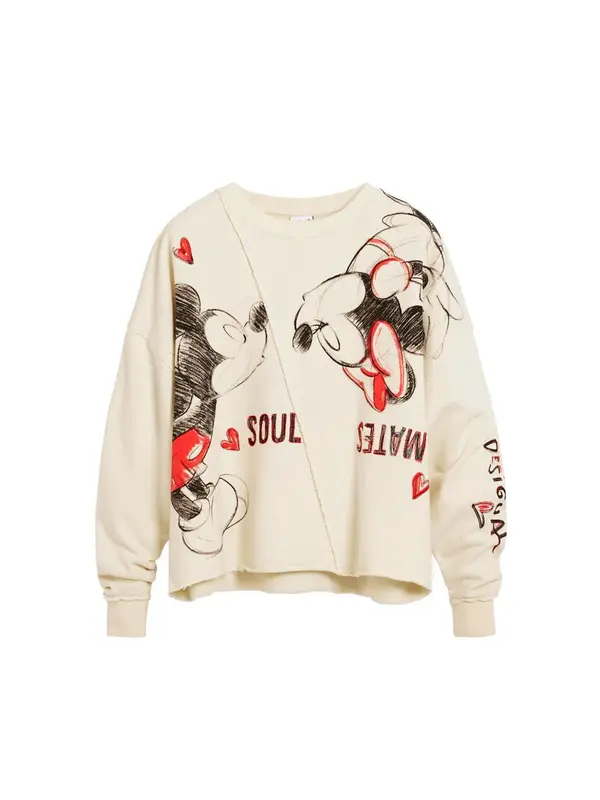 Desigual Desigual Majica 'Mickey and Minnie Mouse™'  bež / rdeča / črna