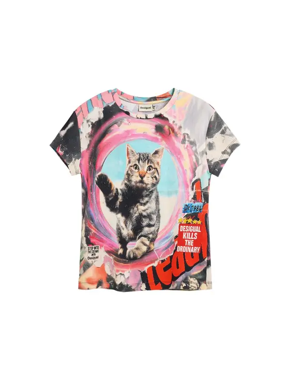 Desigual Desigual Majica  modra / siva / roza / rdeča