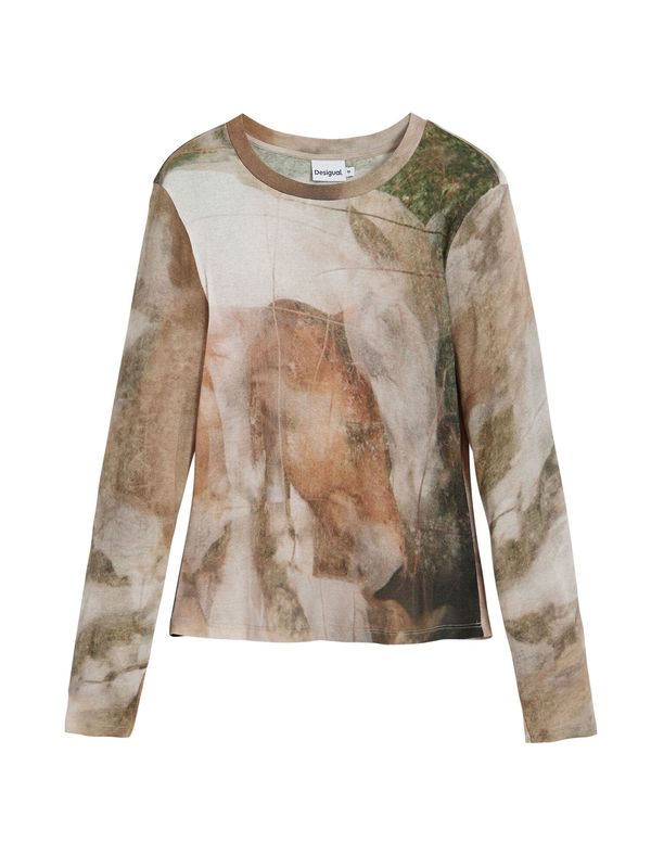 Desigual Desigual Majica  rjava / bela