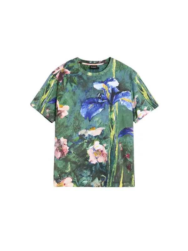 Desigual Desigual Majica  svetlo modra / zelena / puder / črna