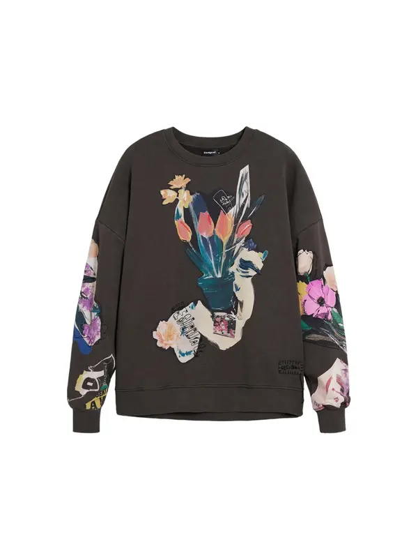 Desigual Desigual Majica  temno zelena / oranžna / rdeča / črna