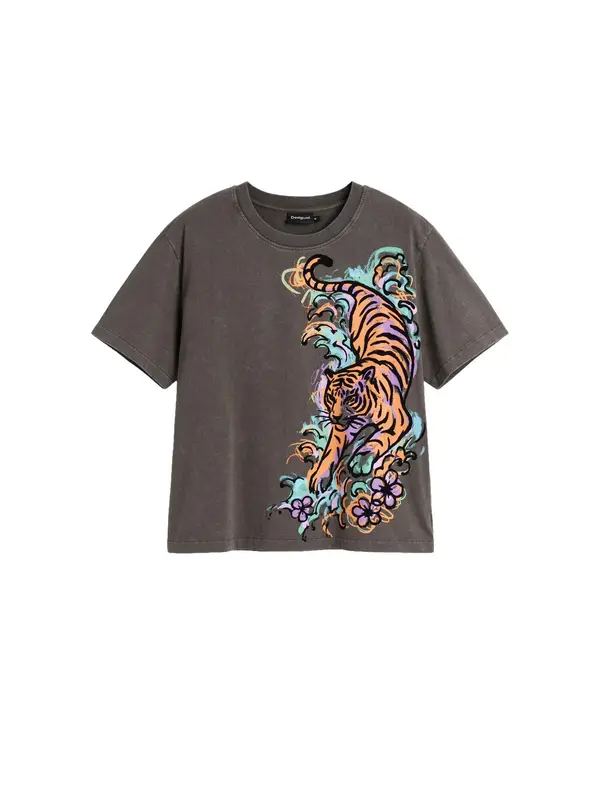 Desigual Desigual Majica 'Tiger'  črna
