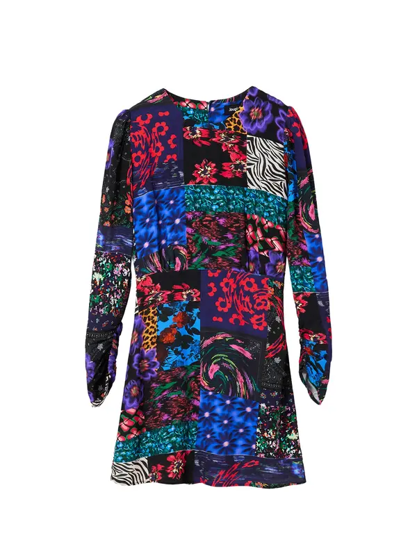 Desigual Desigual Obleka  azur / fuksija / črna / bela