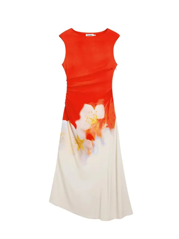 Desigual Desigual Obleka  kremna / svetlo modra / oranžna / jastog