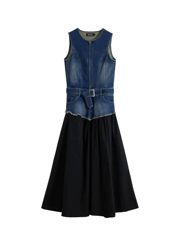 Desigual Desigual Obleka  moder denim / črna
